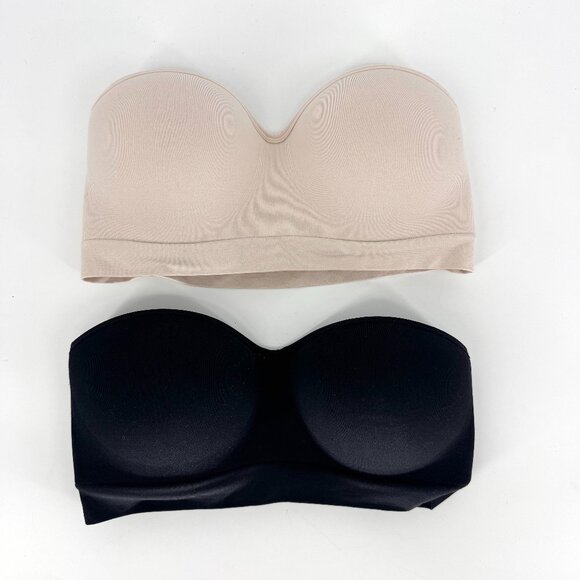 Set of 2 Auden Push Up Strapless Bras Size Medium Nude and Black - Picture 1 of 4